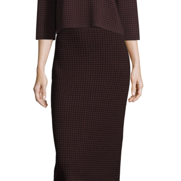 THEORY - Ornita Houndstooth Pencil midi Skirt, Black/Sumac, small - Picture 1 of 13